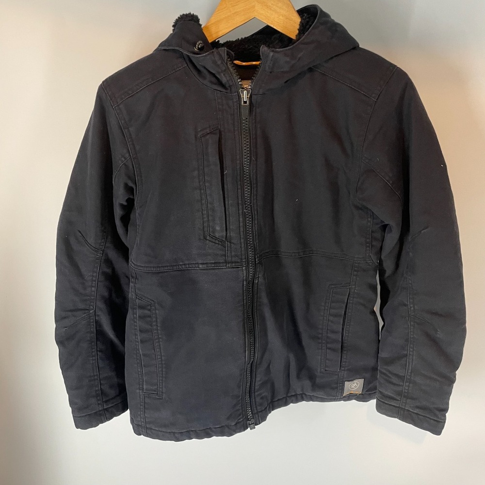 Ariat Rebar Dura Canvas Insulated Comfort Utility Hooded Jacket Black Womens S